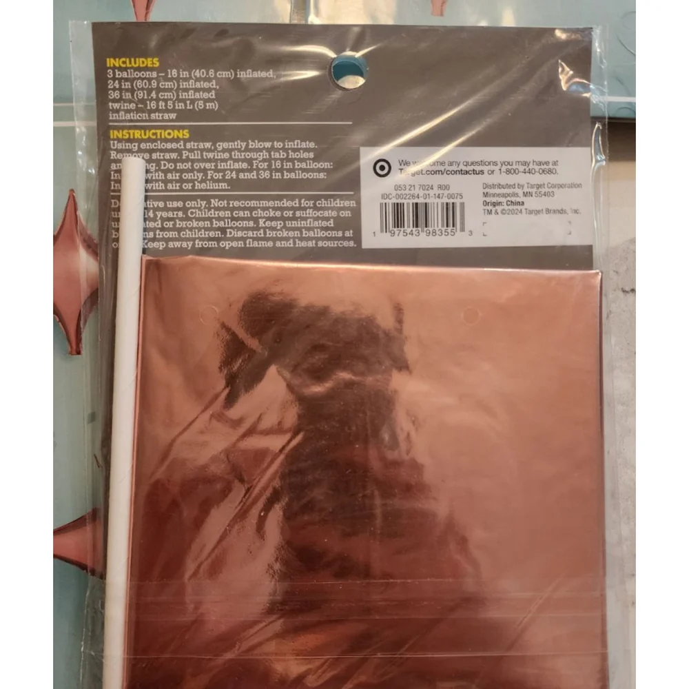 Ballon Decorations Spritz Rose Gold Star Balloon, 6 sets.